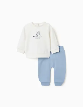Brushed jogging set Winnie the Pooh for newborn boys, white/blue
