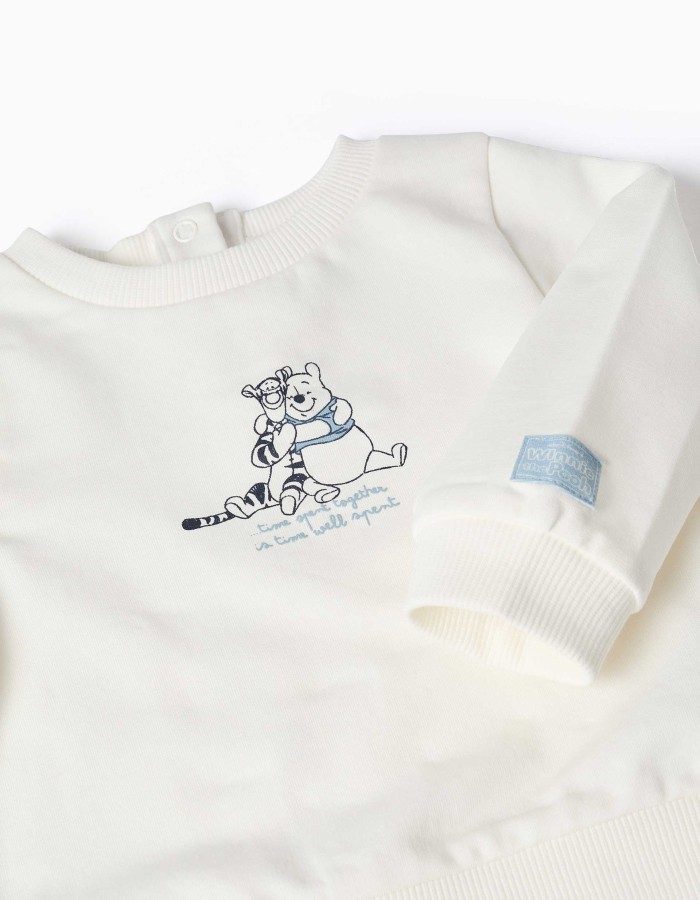 Brushed jogging set Winnie the Pooh for newborn boys, white/blue