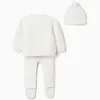 3-piece knitted cotton set for newborns, white