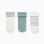 Pack of 3 plain and striped terry socks for newborns, white/green/blue