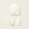 Knit Set Beanie + Gloves for Newborns, White