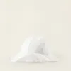 Cotton sun hat with broderie anglaise for newborn girls, white