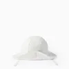Cotton sun hat with broderie anglaise for newborn girls, white