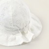 Cotton sun hat with broderie anglaise for newborn girls, white