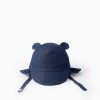 Cotton denim legionnaire hat with 3D ears for newborn boys, dark blue