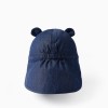Cotton denim legionnaire hat with 3D ears for newborn boys, dark blue