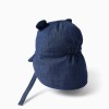Cotton denim legionnaire hat with 3D ears for newborn boys, dark blue