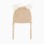 Knitted beanie with pompons and straps for newborns, beige/white