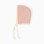 Ribbed knit cap with straps for newborn, pink/white