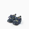 Satin Bow Ballerina Flats for Newborn Girls, Dark Blue