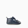 Satin Bow Ballerina Flats for Newborn Girls, Dark Blue