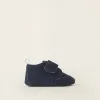 Suedine Boots with Touch-fastening Strap for Newborns, Blue