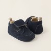 Suedine Boots with Touch-fastening Strap for Newborns, Blue