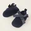 Velvet Ballet Flats with Bow for Newborn Girls, Dark Blue
