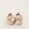 Shoes with Touch Fastener and Bow for Newborn Girls, Beige