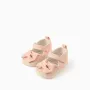 Ballerina shoes in canvas with bow for newborn girls, light pink