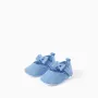 Canvas Mary Jane shoes with bow for newborn girls, blue