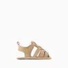 Fisherman sandals in suedette with touch-fastener for newborns, beige