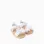 Sandals with open toe and decorative bow for newborn girls, white