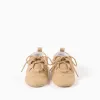 Suedette shoes with brogue detail for newborn boys, camel