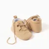 Suedette shoes with brogue detail for newborn boys, camel
