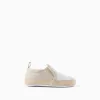 Canvas espadrilles with stripes for newborns, white/beige