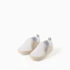 Canvas espadrilles with stripes for newborns, white/beige