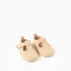 Twill shoes with lining for newborns, light beige