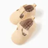 Twill shoes with lining for newborns, light beige