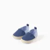 Canvas espadrilles with stripes for newborns, white/blue