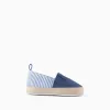 Canvas espadrilles with stripes for newborns, white/blue