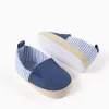 Canvas espadrilles with stripes for newborns, white/blue