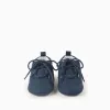 Suedette shoes with brogue detail for newborn boys, dark blue