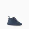 Suedette shoes with brogue detail for newborn boys, dark blue