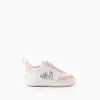 Pre-walker trainers with Minnie print for newborn girls, pink/white