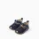 Patent Mary Jane shoes with a touch-fastener for newborn girls, navy blue