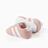 Pre-walker trainers with stripes for newborn girls, light pink/white