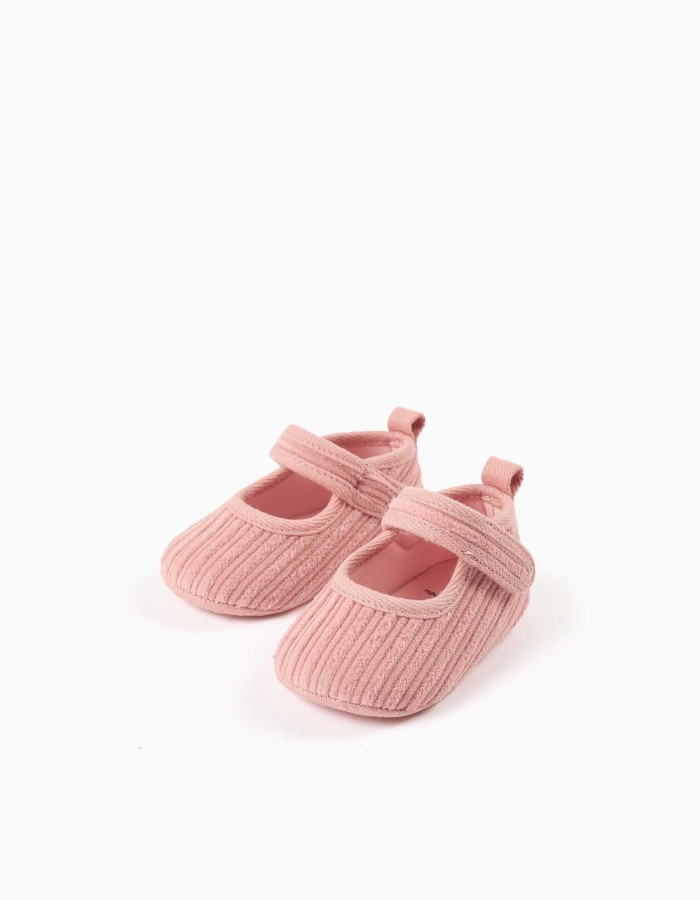 Pre-walker Mary Jane shoes with touch-fastener for newborn girls, pink