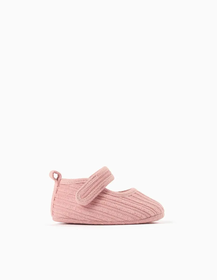 Pre-walker Mary Jane shoes with touch-fastener for newborn girls, pink