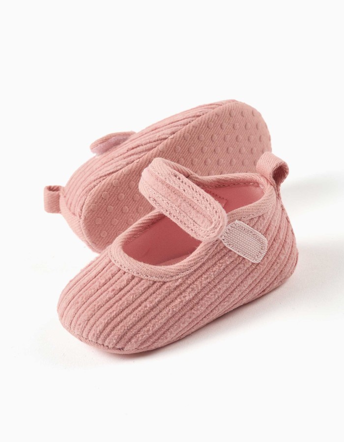 Pre-walker Mary Jane shoes with touch-fastener for newborn girls, pink