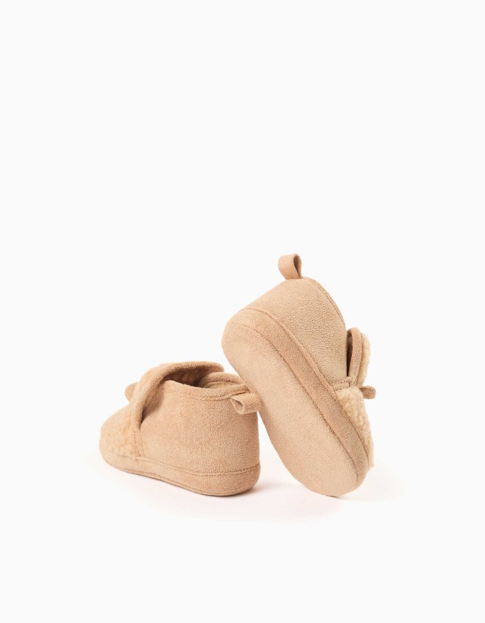 Pre-walker boots with faux shearling lining for newborns, beige