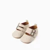 Pre-walker ballerina shoes for newborn girls, light beige