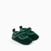 Pre-walker velvet ballerina shoes for newborn girls, dark green