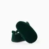 Pre-walker velvet ballerina shoes for newborn girls, dark green
