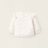 Brushed Sweatshirt with Ruffles for Newborn Girls 'Bows', White