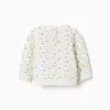 Brushed sweatshirt with colourful pattern for newborns, white