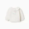 Brushed sweatshirt with house print for newborn girls, white
