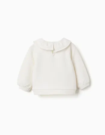 Brushed sweatshirt with house print for newborn girls, white