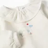 Brushed sweatshirt with house print for newborn girls, white