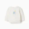 Brushed sweatshirt with house print for newborns, white